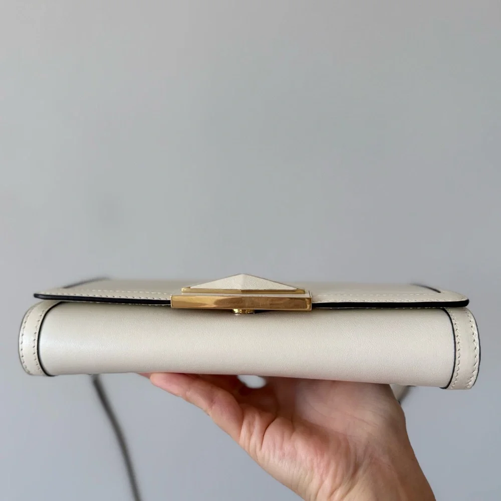 Like New JIMMY CHOO Diamond Mini Shoulder Latte Calf Leather Mini Shoulder Bag
